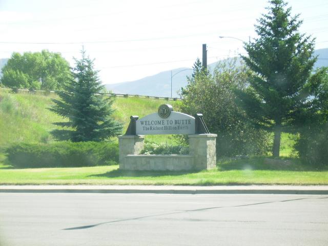 City sign for Butte, MT